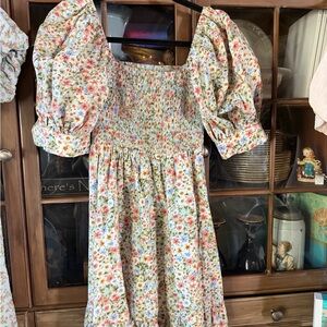 Floral Puff Sleeve Women's Dress